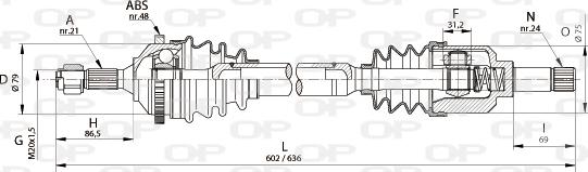 Open Parts DRS6125.00 - Piedziņas vārpsta autodraugiem.lv