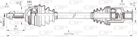 Open Parts DRS6364.00 - Piedziņas vārpsta autodraugiem.lv