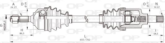 Open Parts DRS6367.00 - Piedziņas vārpsta autodraugiem.lv