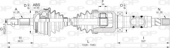 Open Parts DRS6328.00 - Piedziņas vārpsta autodraugiem.lv