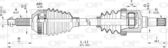 Open Parts DRS6323.00 - Piedziņas vārpsta autodraugiem.lv