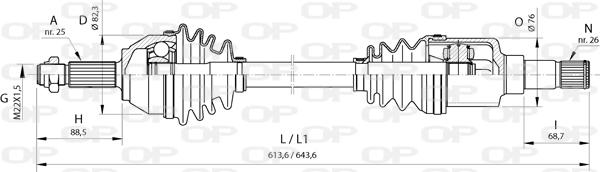 Open Parts DRS6374.00 - Piedziņas vārpsta autodraugiem.lv