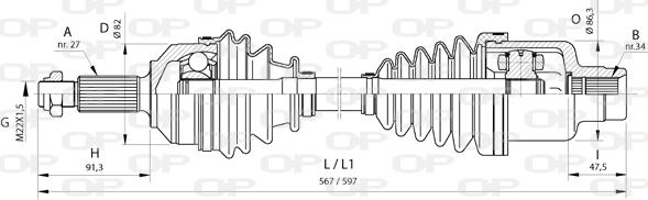 Open Parts DRS6375.00 - Piedziņas vārpsta autodraugiem.lv