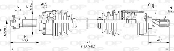 Open Parts DRS6378.00 - Piedziņas vārpsta autodraugiem.lv