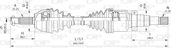 Open Parts DRS6373.00 - Piedziņas vārpsta autodraugiem.lv