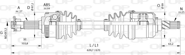 Open Parts DRS6377.00 - Piedziņas vārpsta autodraugiem.lv