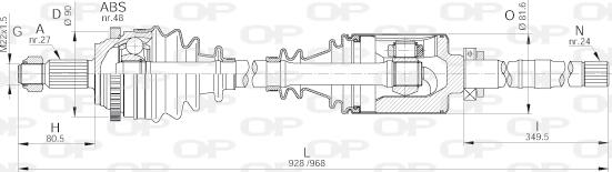 Open Parts DRS6244.00 - Piedziņas vārpsta autodraugiem.lv