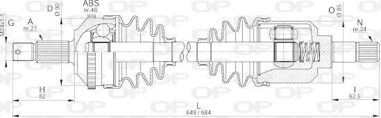 Open Parts DRS6243.00 - Piedziņas vārpsta autodraugiem.lv