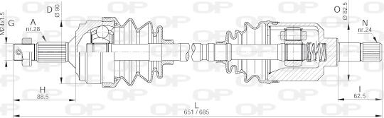 Open Parts DRS6254.00 - Piedziņas vārpsta autodraugiem.lv