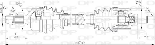 Open Parts DRS6257.00 - Piedziņas vārpsta autodraugiem.lv