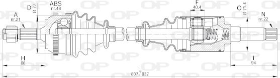 Open Parts DRS6215.00 - Piedziņas vārpsta autodraugiem.lv