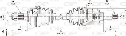 Open Parts DRS6218.00 - Piedziņas vārpsta autodraugiem.lv