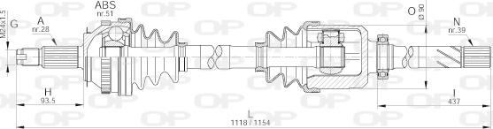 Open Parts DRS6231.00 - Piedziņas vārpsta autodraugiem.lv