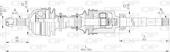 Open Parts DRS6229.00 - Piedziņas vārpsta autodraugiem.lv