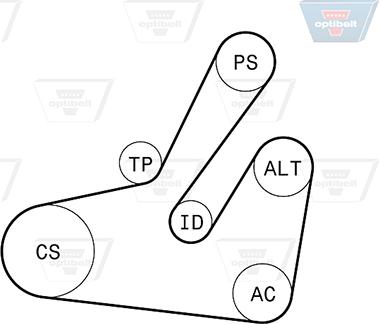 Optibelt 6 PK 1795KT2 - Ķīļrievu siksnu komplekts autodraugiem.lv