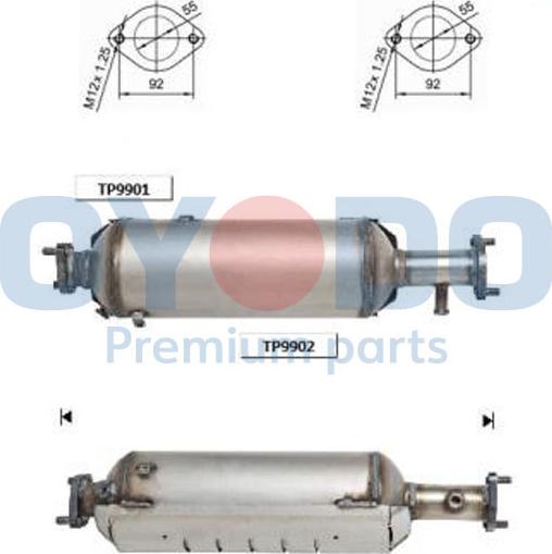 Oyodo 20N0052-OYO - Nosēdumu / Daļiņu filtrs, Izplūdes gāzu sistēma autodraugiem.lv