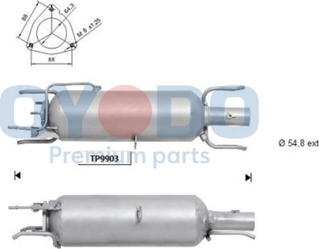 Oyodo 20N0020-OYO - Nosēdumu / Daļiņu filtrs, Izplūdes gāzu sistēma autodraugiem.lv