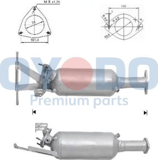 Oyodo 20N0072-OYO - Nosēdumu / Daļiņu filtrs, Izplūdes gāzu sistēma autodraugiem.lv