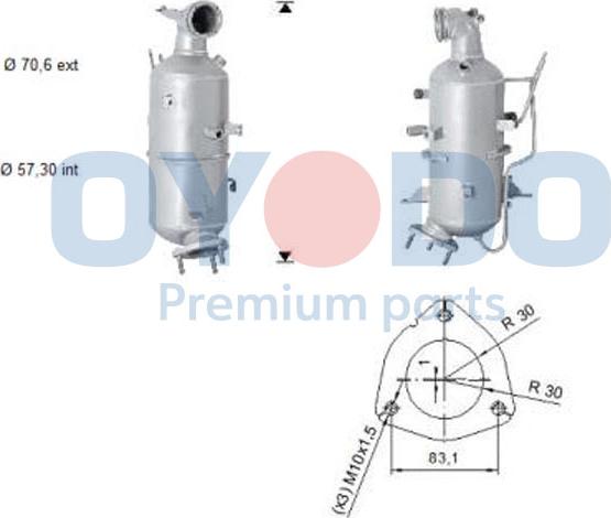 Oyodo 20N0154-OYO - Nosēdumu / Daļiņu filtrs, Izplūdes gāzu sistēma autodraugiem.lv