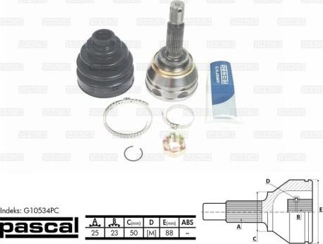 Pascal G10534PC - Šarnīru komplekts, Piedziņas vārpsta autodraugiem.lv