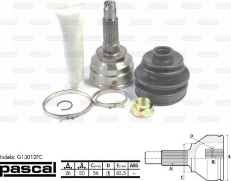 Pascal G13012PC - Šarnīru komplekts, Piedziņas vārpsta autodraugiem.lv