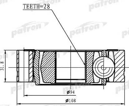 Patron PCV1461 - Šarnīru komplekts, Piedziņas vārpsta autodraugiem.lv