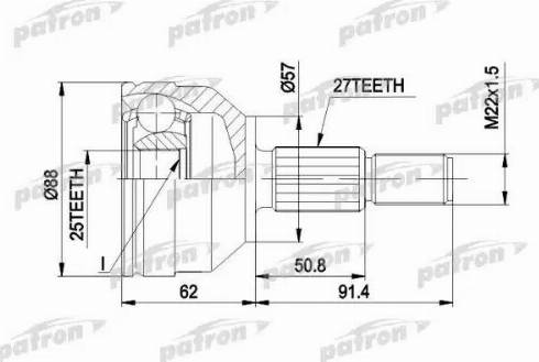 Patron PCV1202 - Šarnīru komplekts, Piedziņas vārpsta autodraugiem.lv