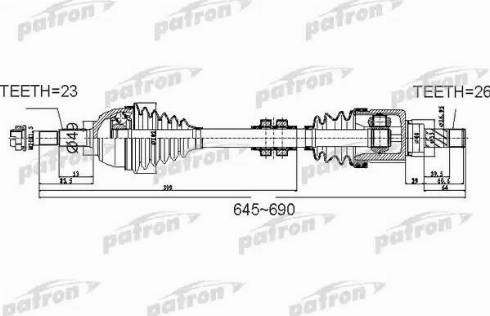 Patron PDS0526 - Piedziņas vārpsta autodraugiem.lv