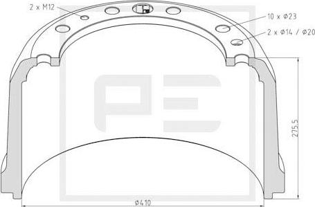 PE Automotive 466.000-00A - Bremžu trumulis autodraugiem.lv