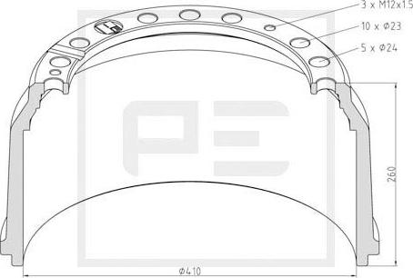 PE Automotive 016.498-00A - Bremžu trumulis autodraugiem.lv