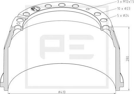 PE Automotive 016.402-00A - Bremžu trumulis autodraugiem.lv