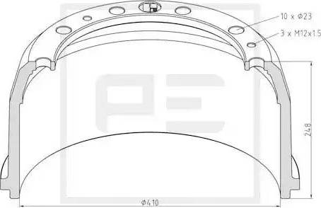 PE Automotive 016.436-00A - Bremžu trumulis autodraugiem.lv