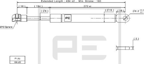 PE Automotive 030.359-00A - Gāzes atspere autodraugiem.lv