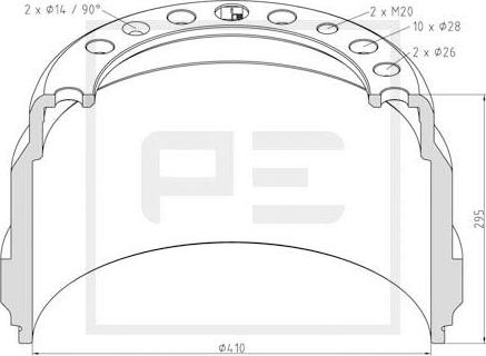 PE Automotive 146.048-00A - Bremžu trumulis autodraugiem.lv