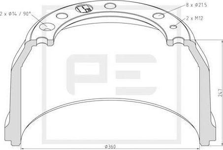 PE Automotive 146.089-00A - Bremžu trumulis autodraugiem.lv