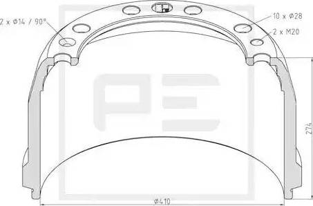 PE Automotive 146.088-00A - Bremžu trumulis autodraugiem.lv