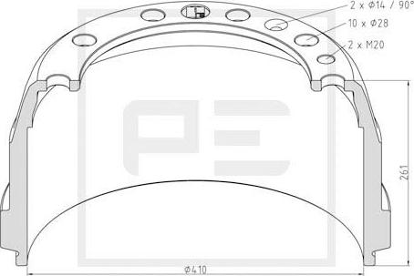 PE Automotive 146.070-00A - Bremžu trumulis autodraugiem.lv