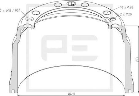 PE Automotive 146.134-00A - Bremžu trumulis autodraugiem.lv