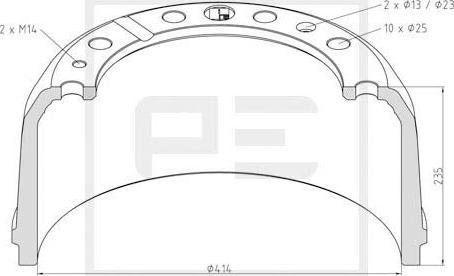 PE Automotive 156.002-00A - Bremžu trumulis autodraugiem.lv