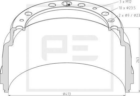 PE Automotive 126.091-00A - Bremžu trumulis autodraugiem.lv