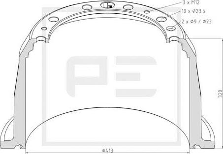 PE Automotive 126.092-00A - Bremžu trumulis autodraugiem.lv