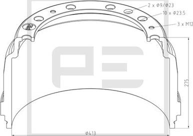 PE Automotive 126.074-00A - Bremžu trumulis autodraugiem.lv