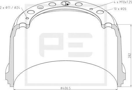 PE Automotive 336.003-00A - Bremžu trumulis autodraugiem.lv