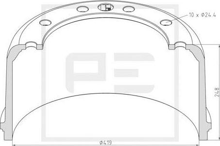 PE Automotive 266.538-00A - Bremžu trumulis autodraugiem.lv