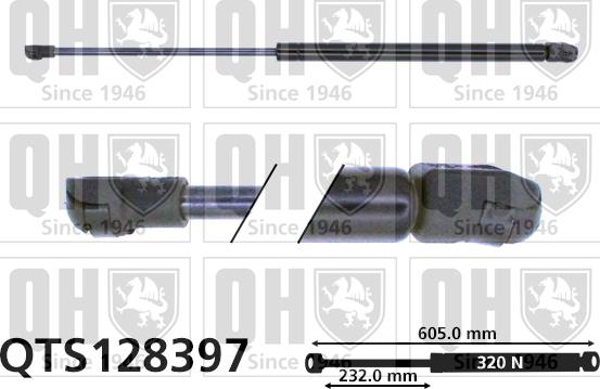 Quinton Hazell QTS128397 - Gāzes atspere, Bagāžas / Kravas nodalījuma vāks autodraugiem.lv