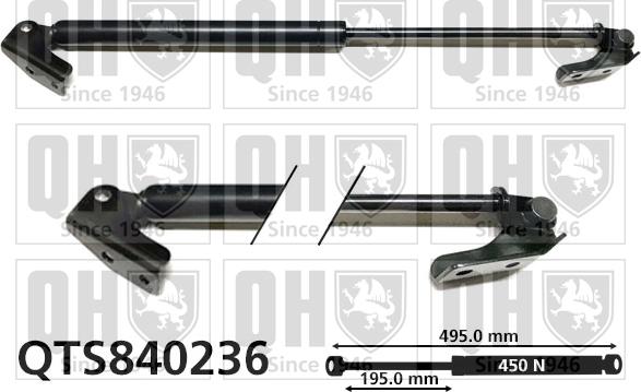 Quinton Hazell QTS840236 - Gāzes atspere, Bagāžas / Kravas nodalījuma vāks autodraugiem.lv