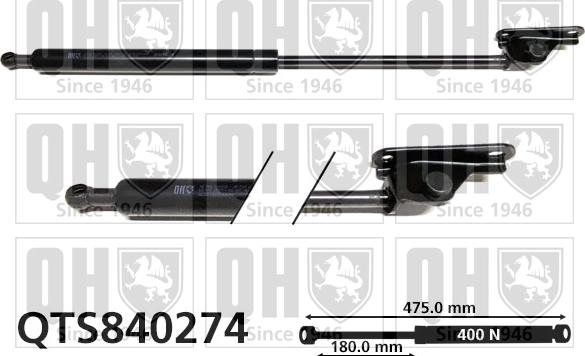 Quinton Hazell QTS840274 - Gāzes atspere, Bagāžas / Kravas nodalījuma vāks autodraugiem.lv