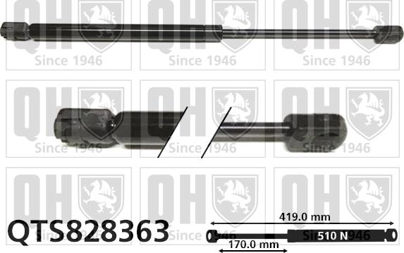 Quinton Hazell QTS828363 - Gāzes atspere, Bagāžas / Kravas nodalījuma vāks autodraugiem.lv