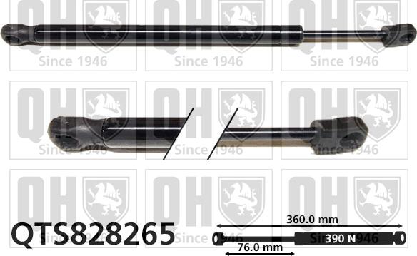 Quinton Hazell QTS828265 - Gāzes atspere, Bagāžas / Kravas nodalījuma vāks autodraugiem.lv