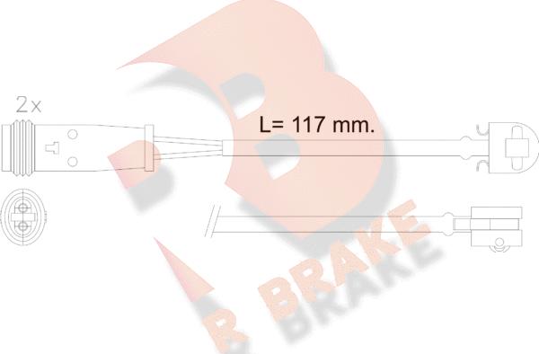 R Brake 610612RB - Indikators, Bremžu uzliku nodilums autodraugiem.lv